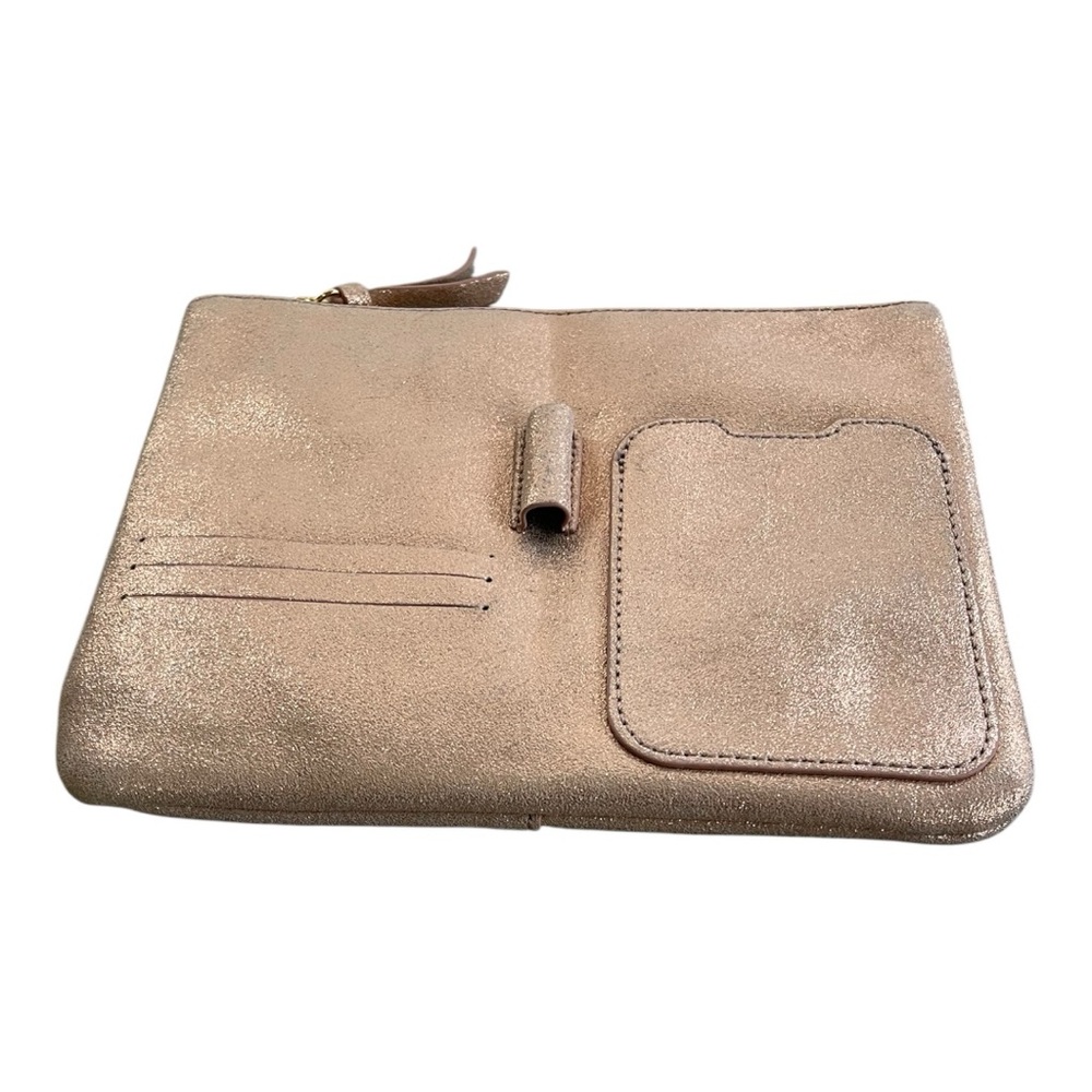 Anthropologie Rose Gold Glitter Pouch bag